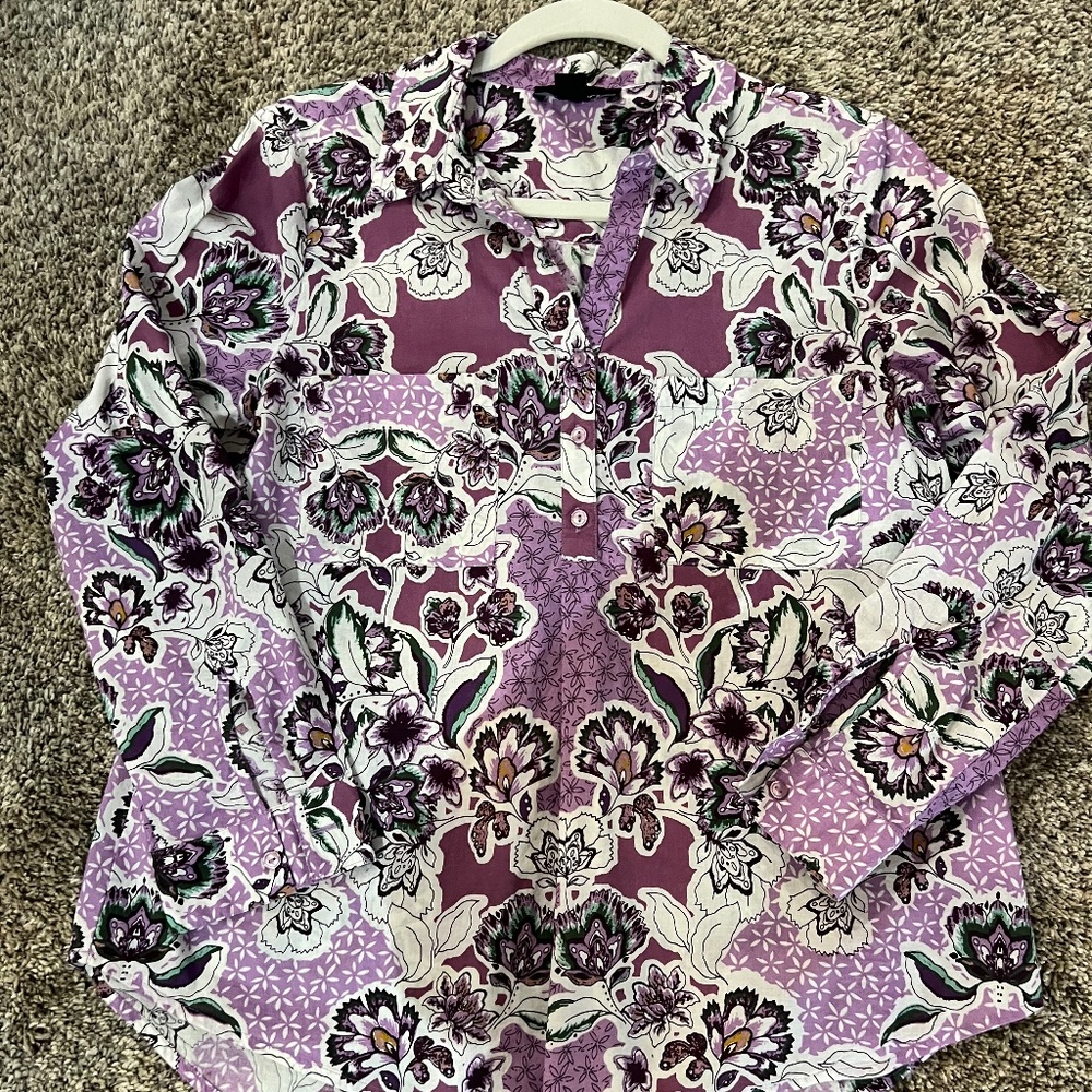 ERIKA LONG SLEEVE PURPLE FLOWER PRINT BLOUSE